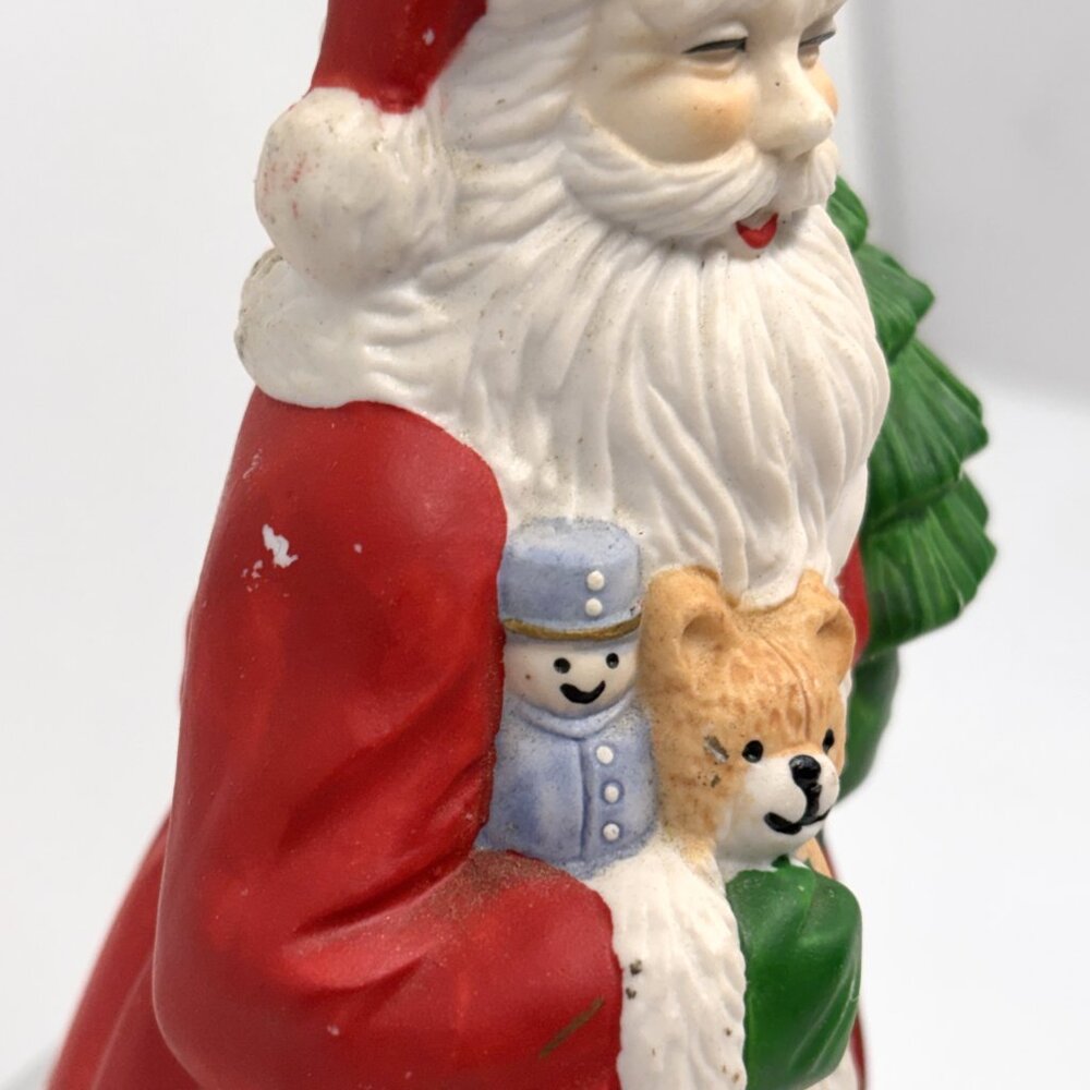 Vtg Christmas Porcelain Santa Wind-Up Plays "Here Comes Santa Clause" - Picture 8 of 9
